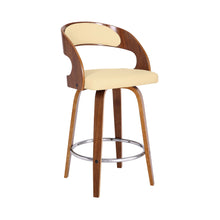 Load image into Gallery viewer, 37" Faux Leather Swivel Low Back Counter Height Bar Chair - Cream / Brown
