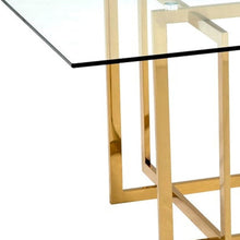 Load image into Gallery viewer, 59" Glass And Metal Pedestal Base Square Dining Table - Clear
