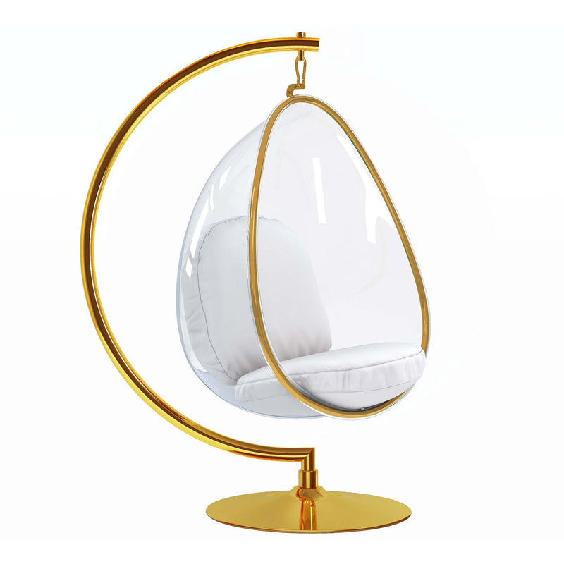 Acrylic And Faux Leather Balloon Chair - White And Gold