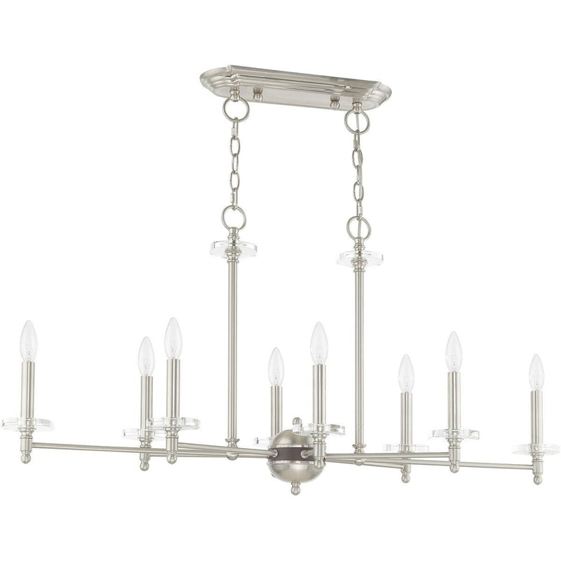 20" Eight Light Dimmable Chandelier With Shades - Nickel
