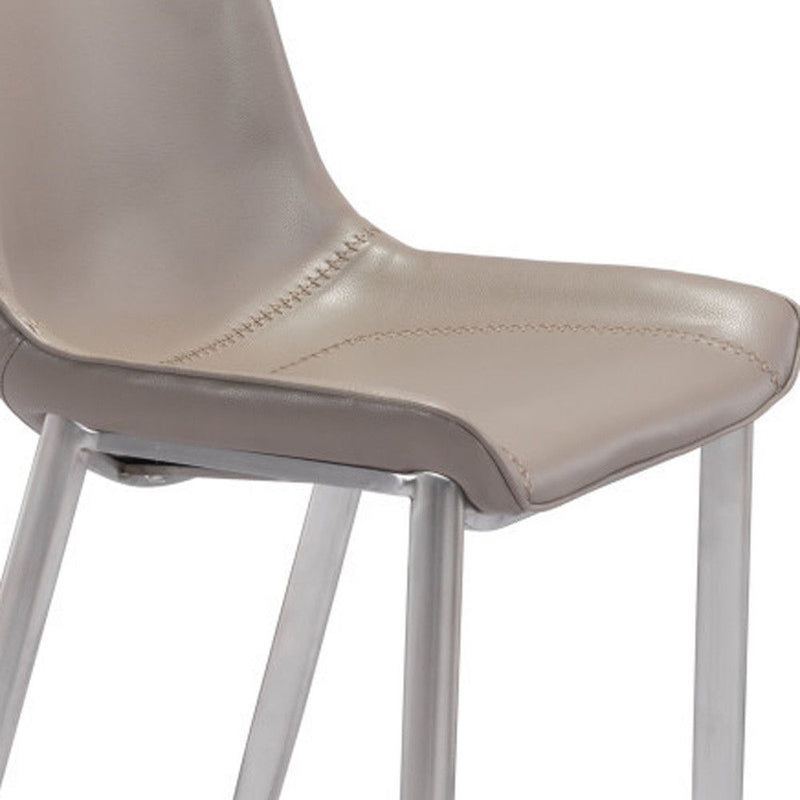 30" Steel Low Back Bar Height Bar Chairs (Set of 2) - Gray And Silver