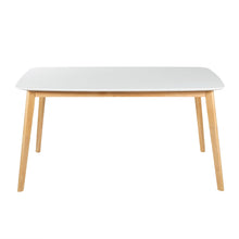 Load image into Gallery viewer, Dining Table With Splayed Rubberwood Legs &amp; Faux Wood Tabletop, Mid Century Modern - White Oak
