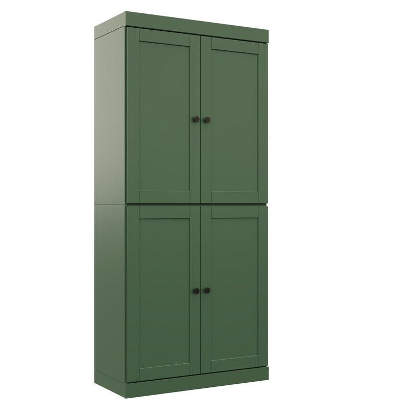 Adjustable Six Tier Library Bookcase With Four Doors (745610) - Green