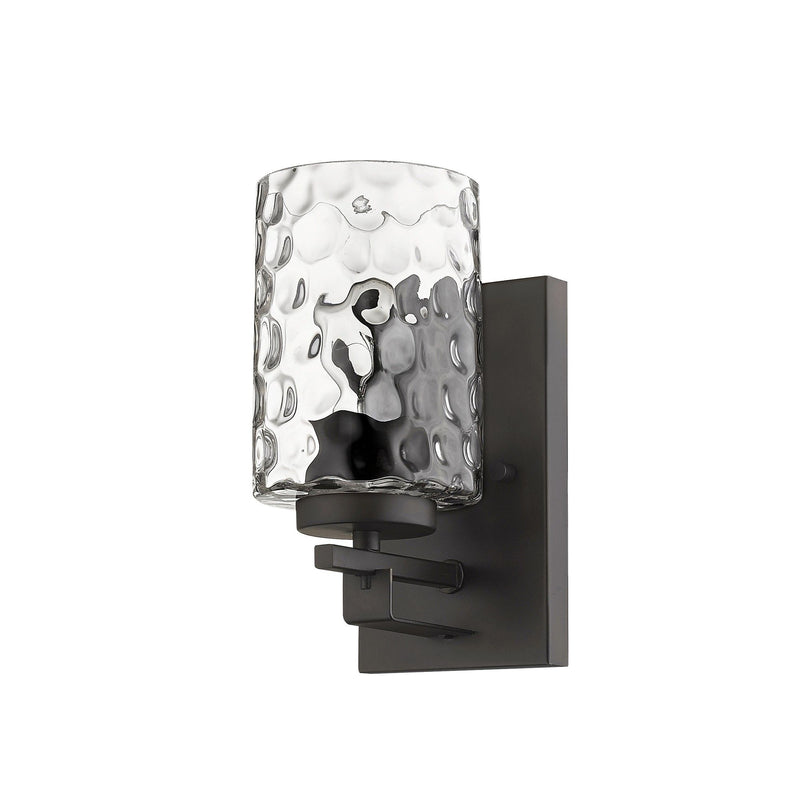 Metal And Pebbled Glass Wall Sconce - Bronze