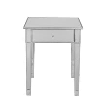 Load image into Gallery viewer, Reflective Glass Square End Table With Drawer - Silver
