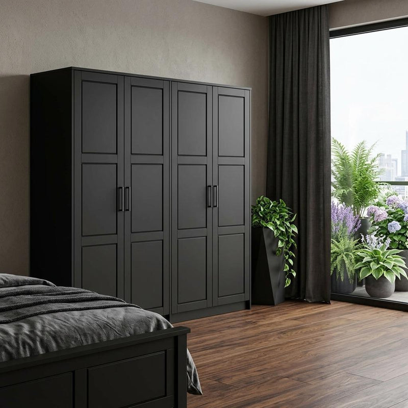 Solid Wood Six Door Combo Dresser (765127) - Black
