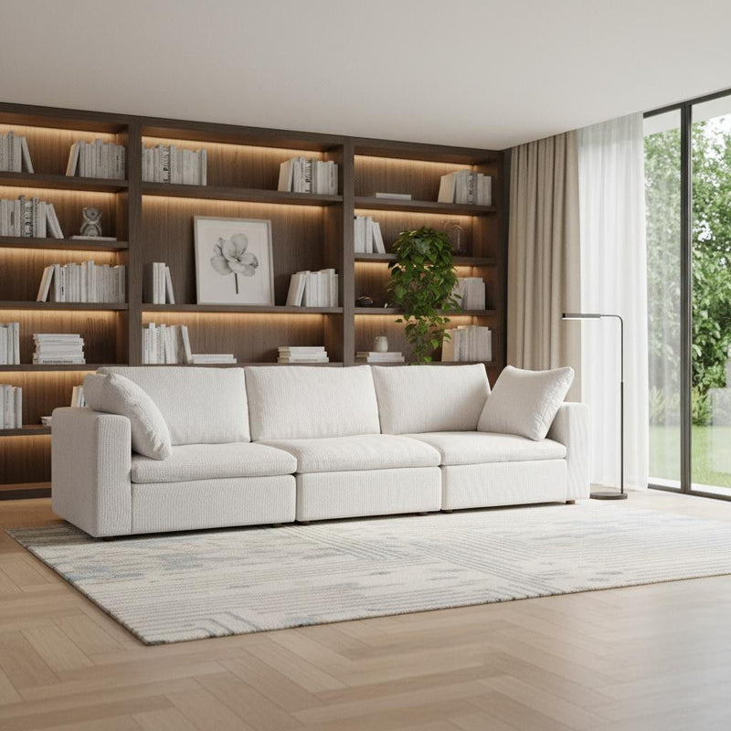 Fabric Reclining Sofa - Pearl