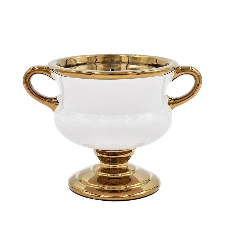 Amphora Table Vase - White / Gold
