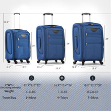 Load image into Gallery viewer, Softside Luggage Expandable 3 Piece Set Suitcase Upright Spinner Softshell Lightweight Luggage Travel Set
