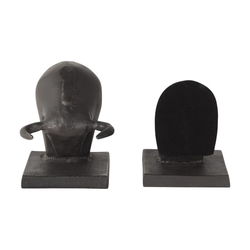 Bull Decorative Bookends (Set of 2) - Black