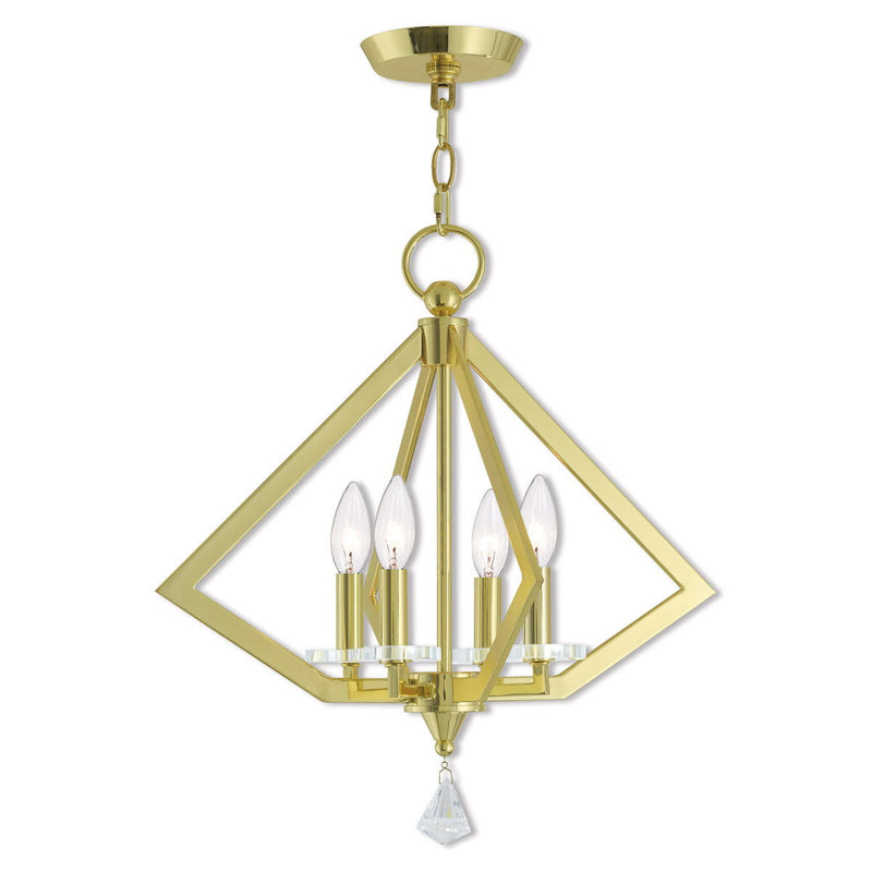 19'' Four Light Dimmable Chandelier With Shades - Brass
