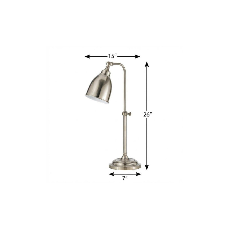 Metal Adjustable Table Lamp With Nickel Dome Shade - Nickel