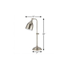 Load image into Gallery viewer, Metal Adjustable Table Lamp With Nickel Dome Shade - Nickel

