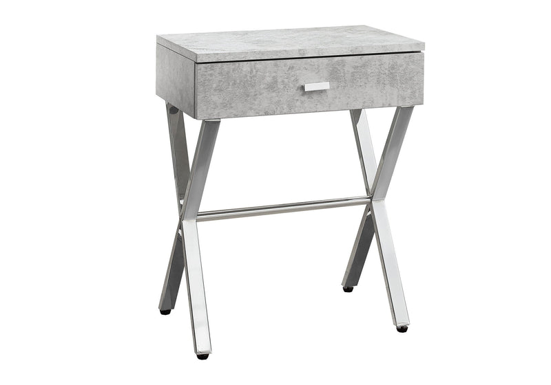 22" Wood And Metal End Table With Drawer - Silver And Gray