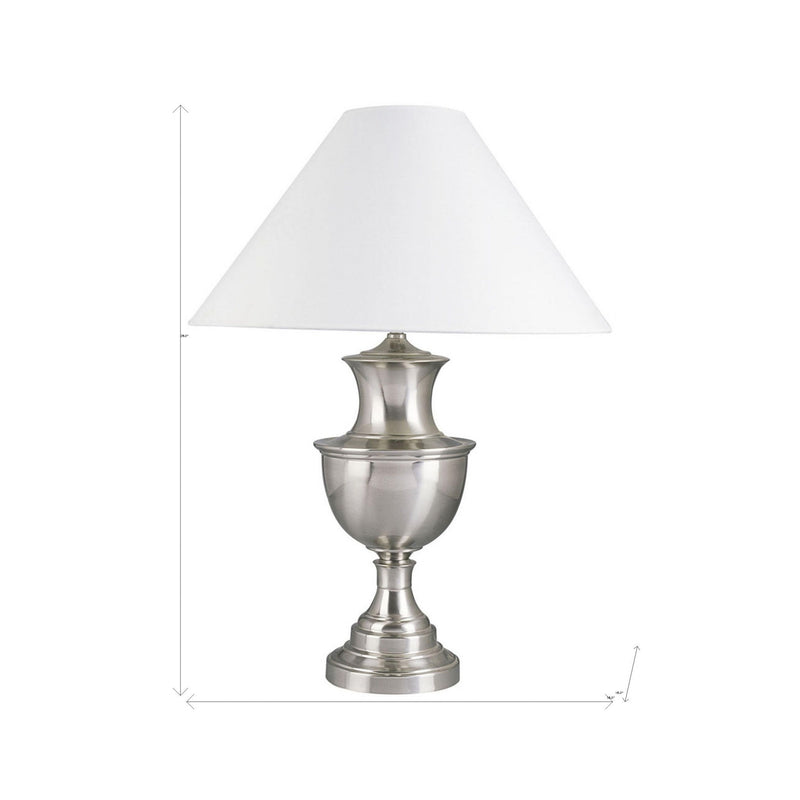 28" Metal Urn Table Lamp With White Classic Empire Shade - Nickel