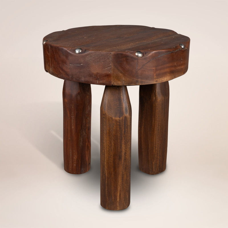 19" Solid Wood Round End Table - Brown