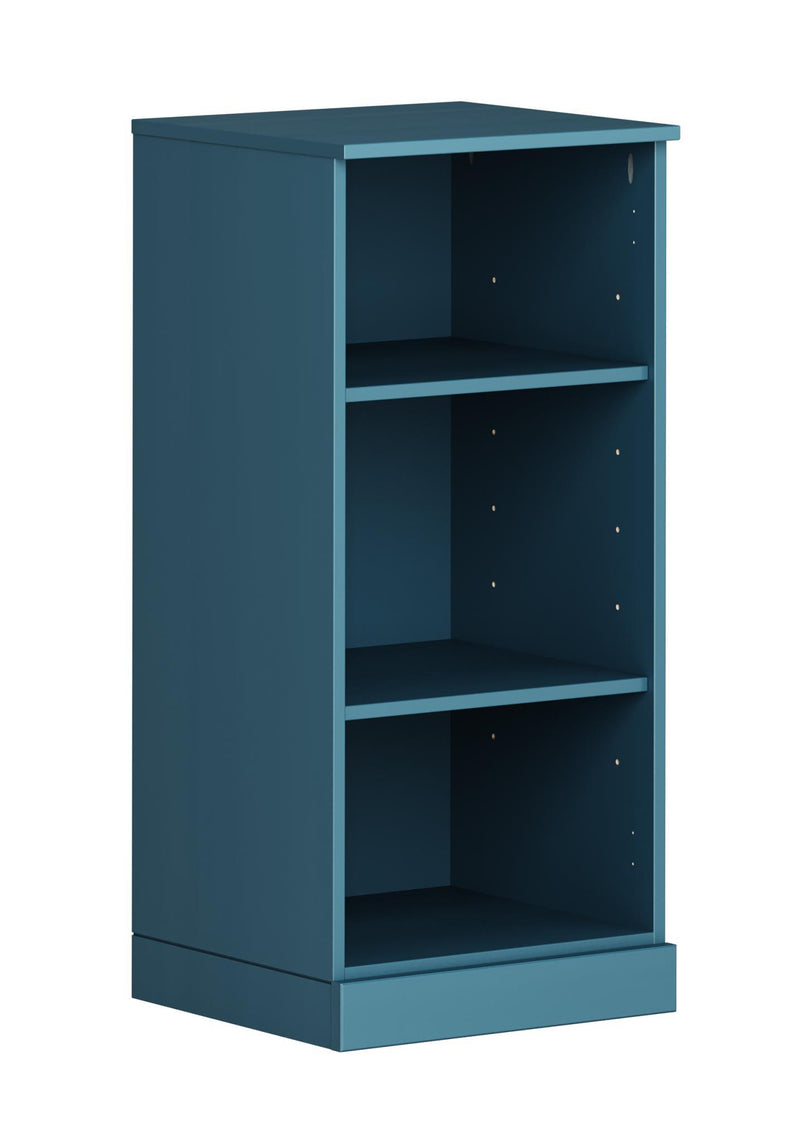 Solid Wood Adjustable Three Tier Library Bookcase - Teal Blue