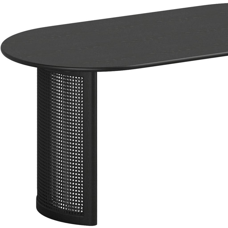 66" Solid Wood Double Pedestal Base Oval Dining Room Table - Black