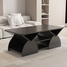 Load image into Gallery viewer, Geometric Engineered Coffee Table With Rounded Corners With Open Shelves
