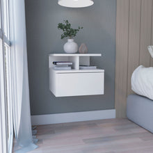 Load image into Gallery viewer, Floating Nightstand Wall Mounted With Single Drawer And 2 Tier Shelf - White
