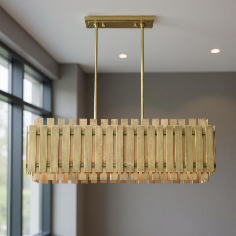 19'' Five-Light Dimmable Chandelier With Shades - Brass