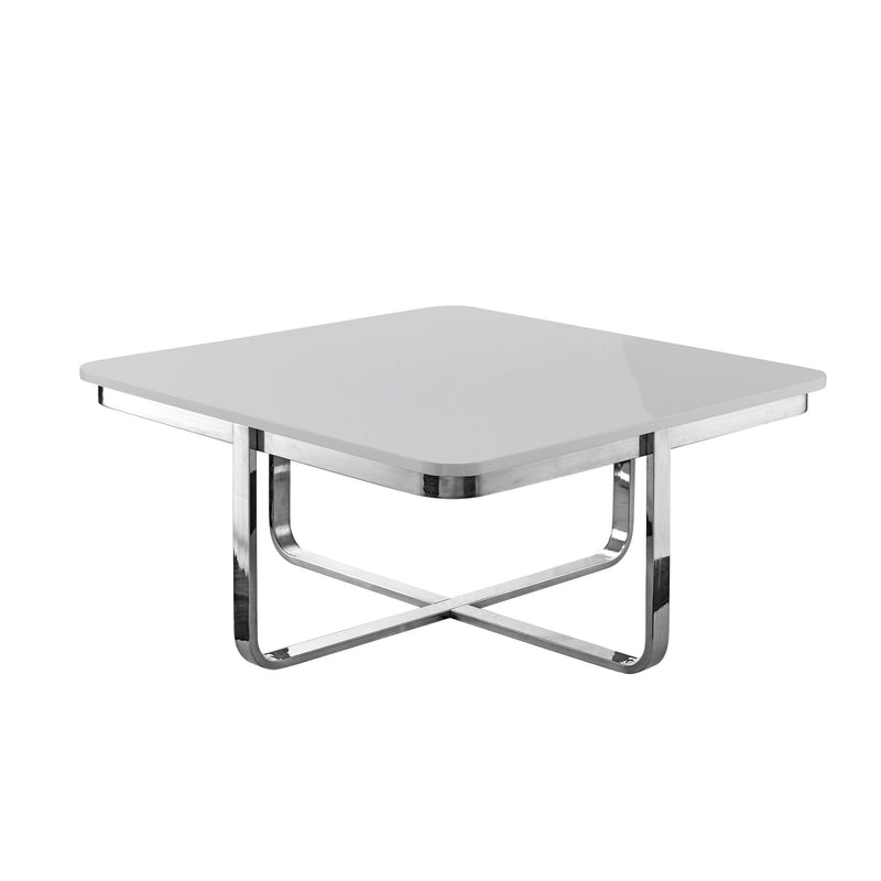 Metallic Stainless Steel Square Coffee Table - Light Gray And Silver