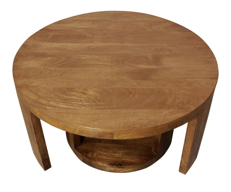 Solid Wood Round Distressed Solid Nested Coffee Tables (Set of 2) - Walnut