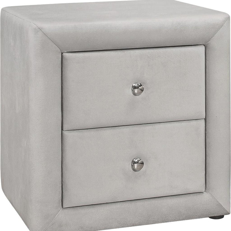Velvet Two Drawer Nightstand - Light Gray