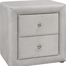 Load image into Gallery viewer, Velvet Two Drawer Nightstand - Light Gray
