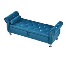 Load image into Gallery viewer, Storage Bench With Crystal Buttons And 1 Pillow For Bedroom
