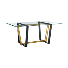 Load image into Gallery viewer, 72" Glass And Iron Sled Base Dining Table - Gold
