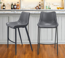 Load image into Gallery viewer, Faux Leather And Steel Bar Height Bar Chairs (Set of 2) - Dark Gray And Black
