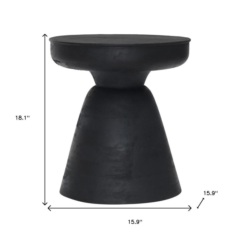 18" Solid Wood Round End Table - Black