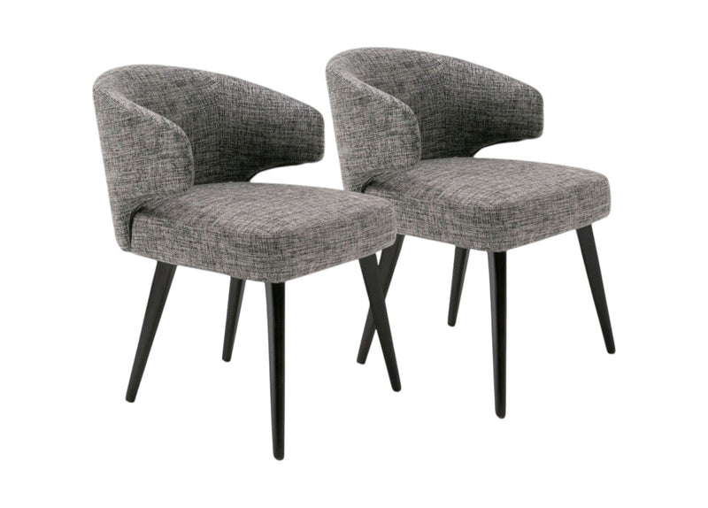 Upholstered Fabric Wing Back Dining Arm Chair - Gray