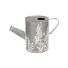 Load image into Gallery viewer, Galvanized Flowers Hand Painted Decorative Watering Can (635817) - Gray / White
