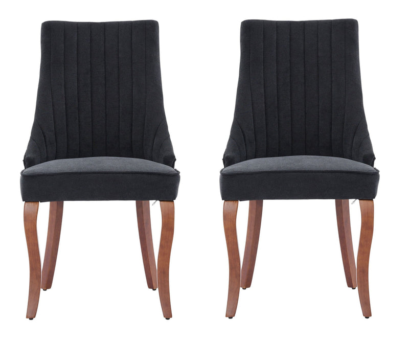 Solid Wood Dining Side Chairs (Set of 2) - Black / Brown