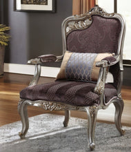Load image into Gallery viewer, Velvet Floral Arm Chair And Toss Pillow - Black And Platinum
