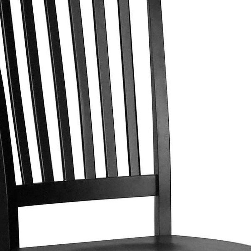 Wood Slat Back Dining Room Side Chair - Black