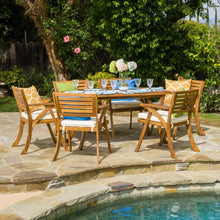 Load image into Gallery viewer, Outdoor Hermosa 7 Piece Wood Dining Set With Cushions - Teak
