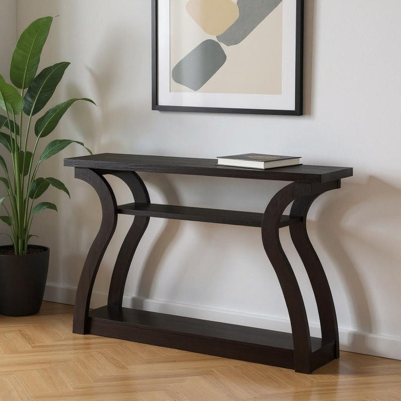Floor Shelf Console Table With Storage - Espresso