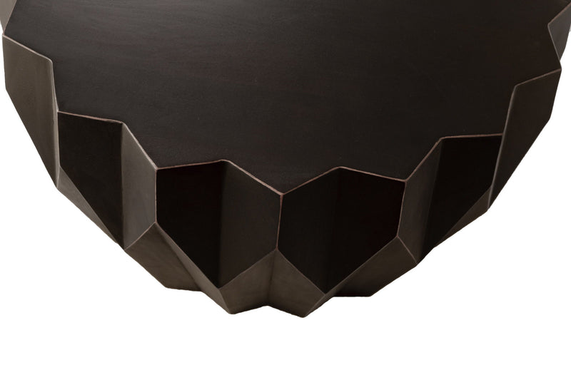 Solid Wood Round Distressed Coffee Table - Black