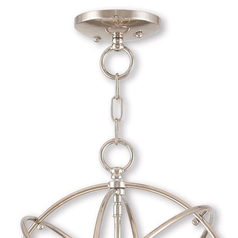 17'' Three-Light Dimmable Chandelier With Shades - Nickel