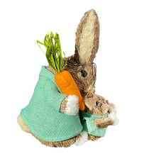 Load image into Gallery viewer, Straw Rabbit Easter Easter Bunny Figurine - Baby Blue / Brown / Orange
