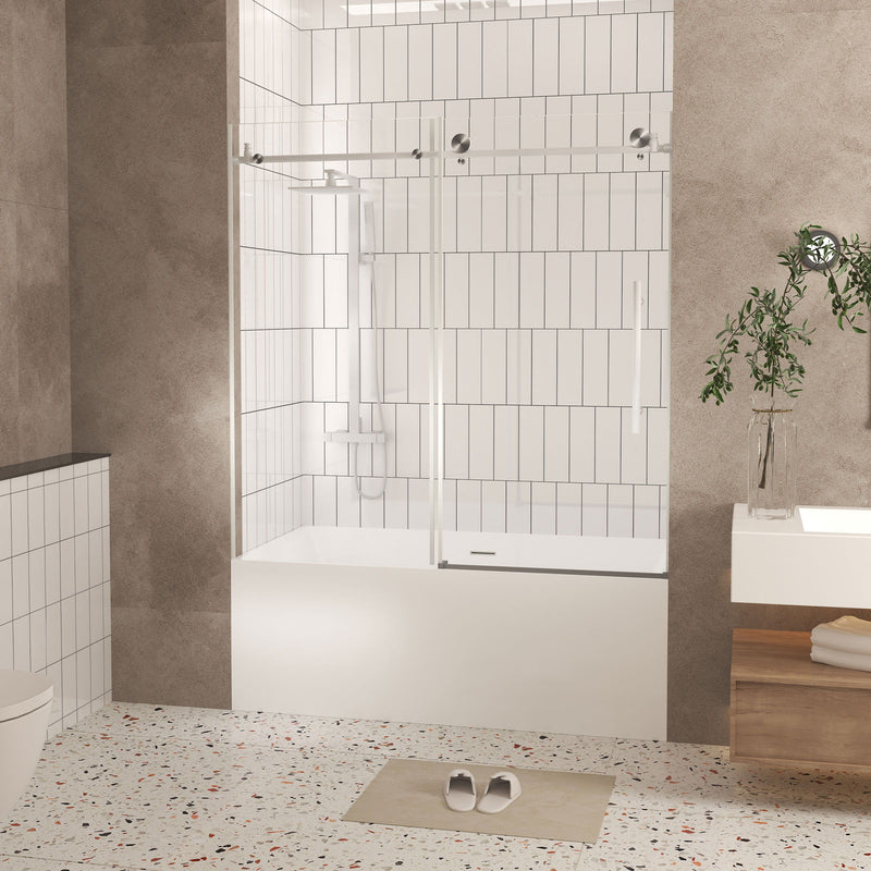 Frameless Shower Door, Smooth Sliding Tracks