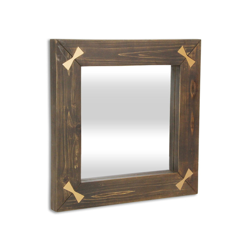 22" Square Accent Mirror With Bows - Gold / Brown