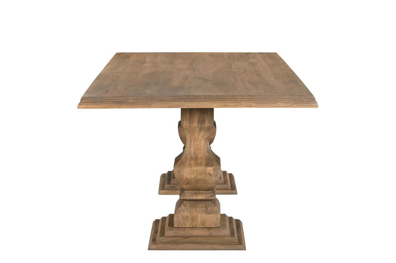 96" Solid Wood Double Pedestal Base Dining Table - Brown