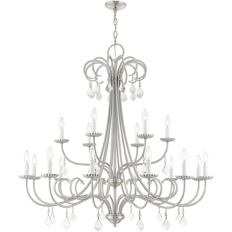41'' Multi Light Dimmable Chandelier With Shades - Nickel