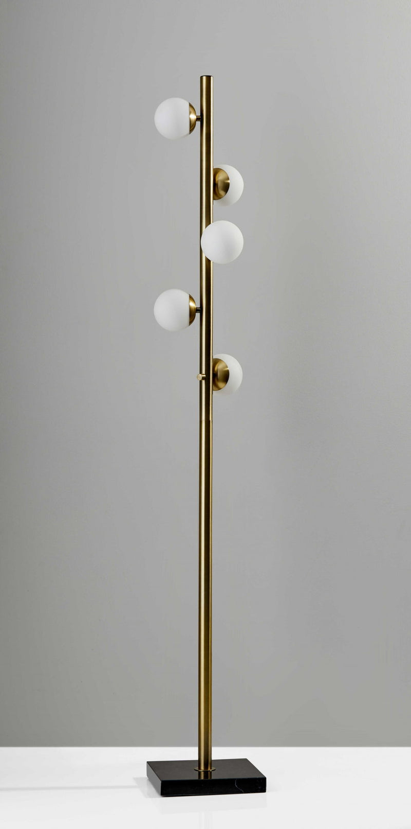 Swirled Sphere Metal LED Floor Lamp - Brass