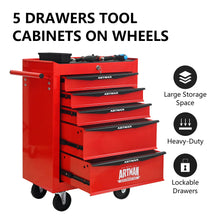Load image into Gallery viewer, Rolling Metal Tool Chest With Drawers, Steel Storage Cabinet With Ball Bearing Slides
