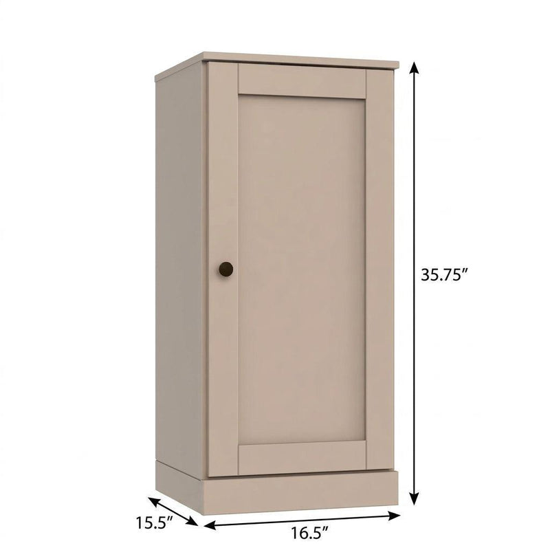 Solid Wood Adjustable Three Tier Library Bookcase With One Door (751327) - Beige